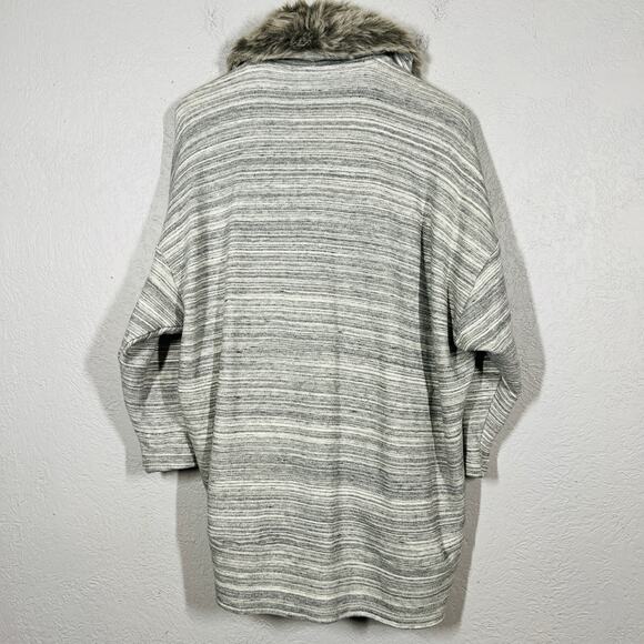 Armani Exchange Cotton Vegan Fur Cardigan Heather Knit Single Button - L - Picture 5 of 6